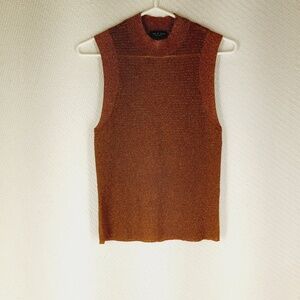 Rag & Bone tank top, women’s, medium, gold, metallic, sleeveless, semi-sheer